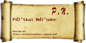 Pátkai Nándor névjegykártya